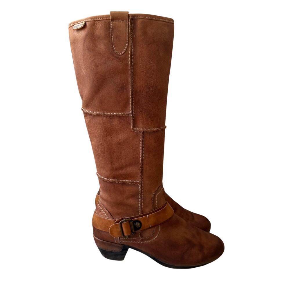 PIKOLINOS Cognac Leather Mid-Calf Riding Boots 6.5